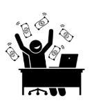A person sitting at a desk with money falling from his deskAI-generated content may be incorrect.